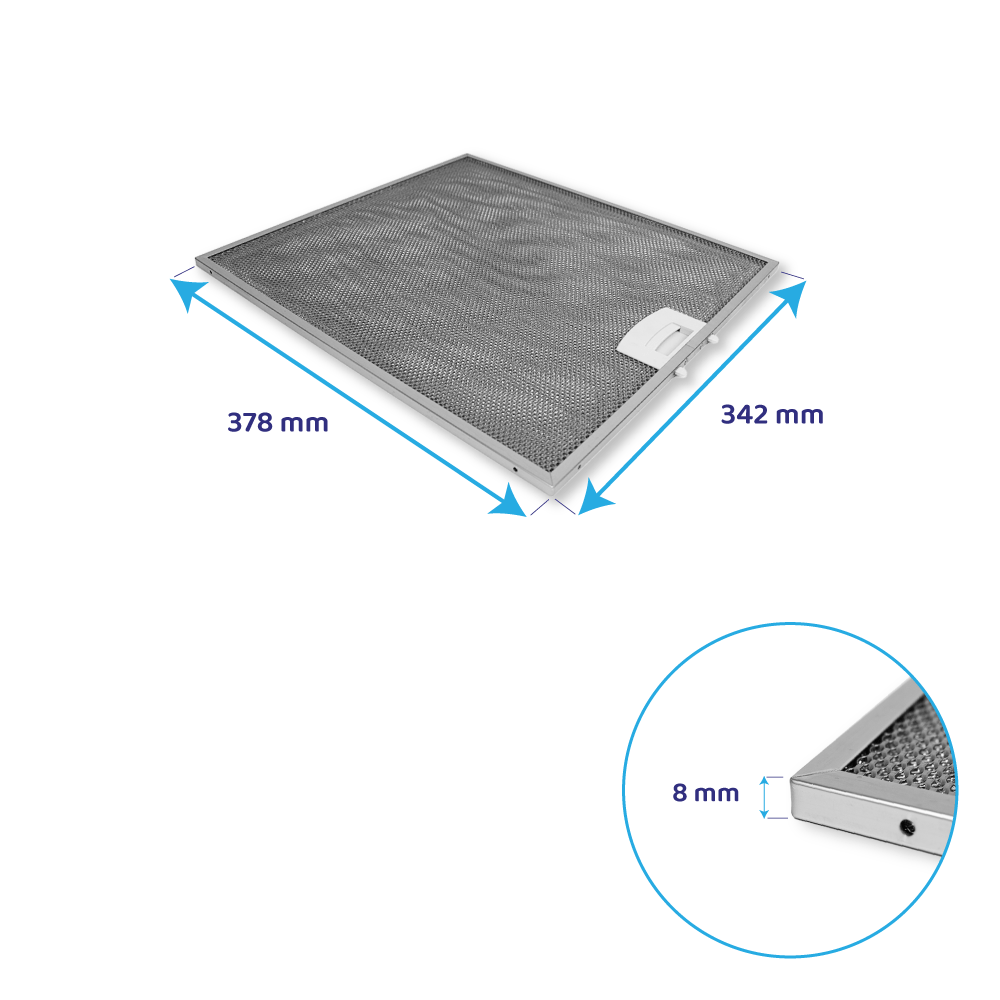 Filtre à graisse en métal 378x342mm d'origine Bosch pour DKF985F... / DWB096750...
