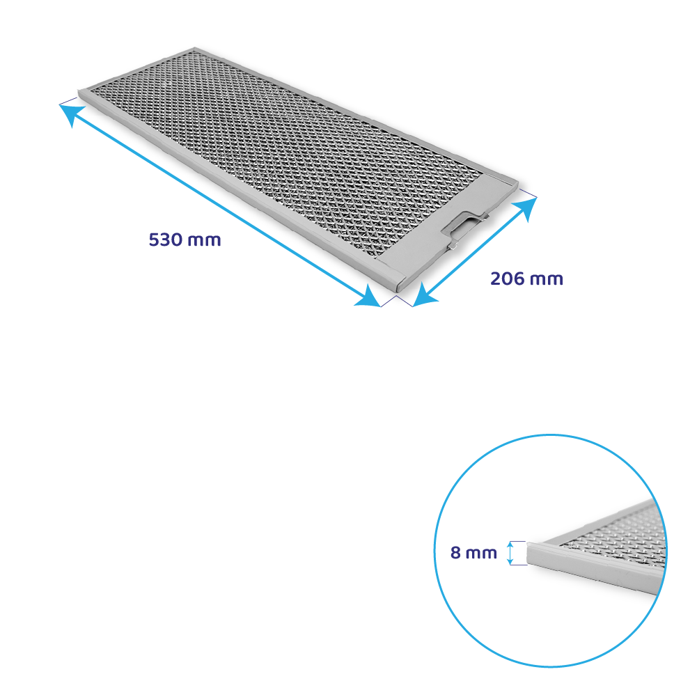 Filtre à graisse en métal (2pcs) 530x206mm d'origine Siemens 460007 / 00460007