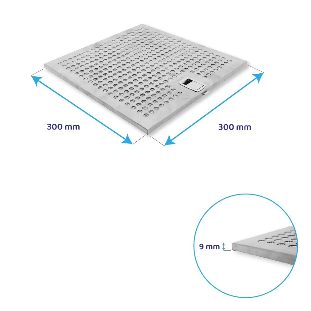 Filtre à graisse en métal 300x300mm d'origine Bosch 00664912 / 664912