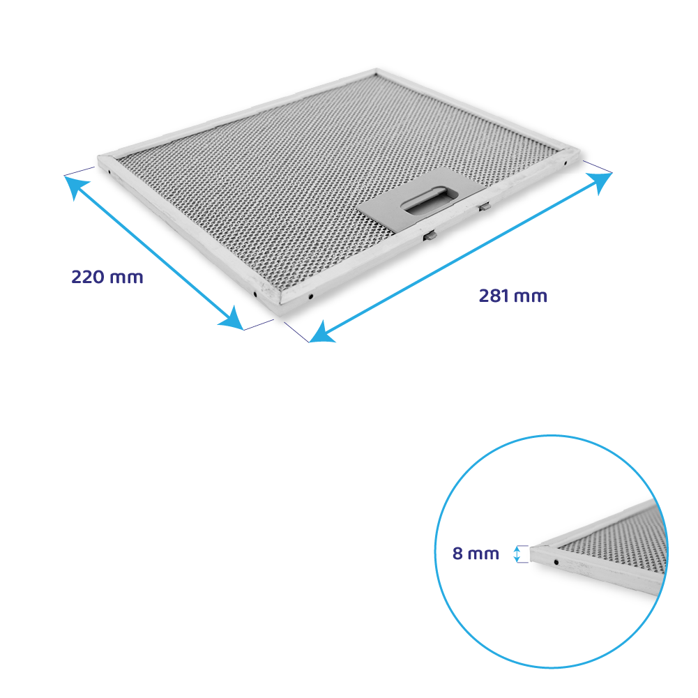 Filtre à graisse en métal 281x220mm d’origine Bosch pour DHU675U