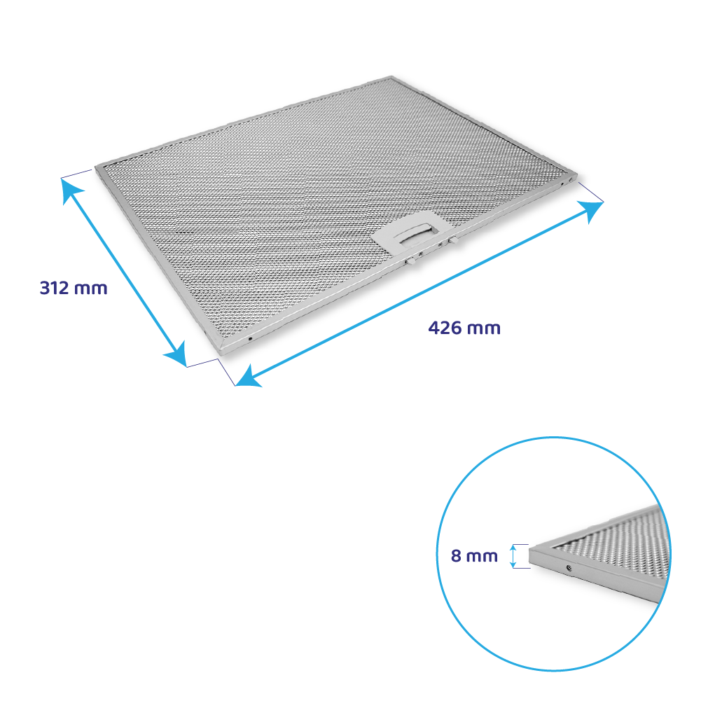 Filtre à graisse en métal 310x425mm d'origine Neff 671276 / 00671276