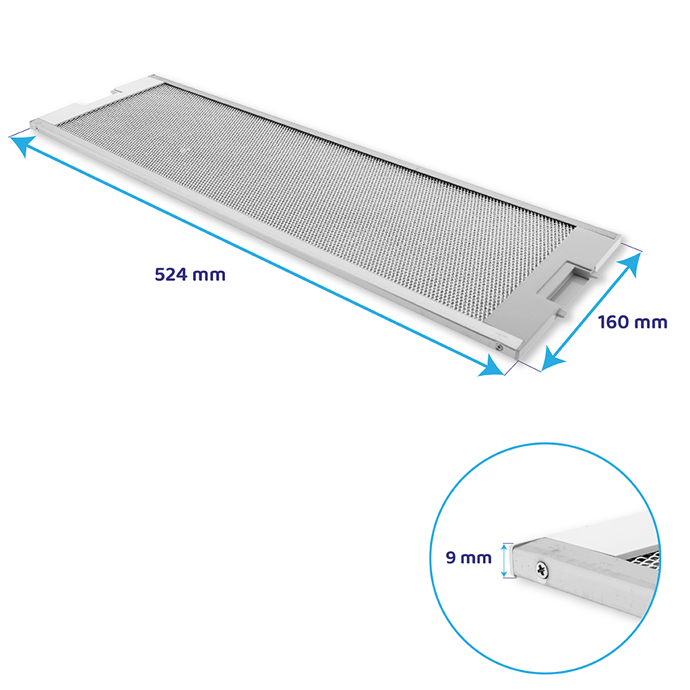Filtre à graisse en métal (2pcs) 525x160mm d'origine Apelson pour AIR 201 / AIR 202