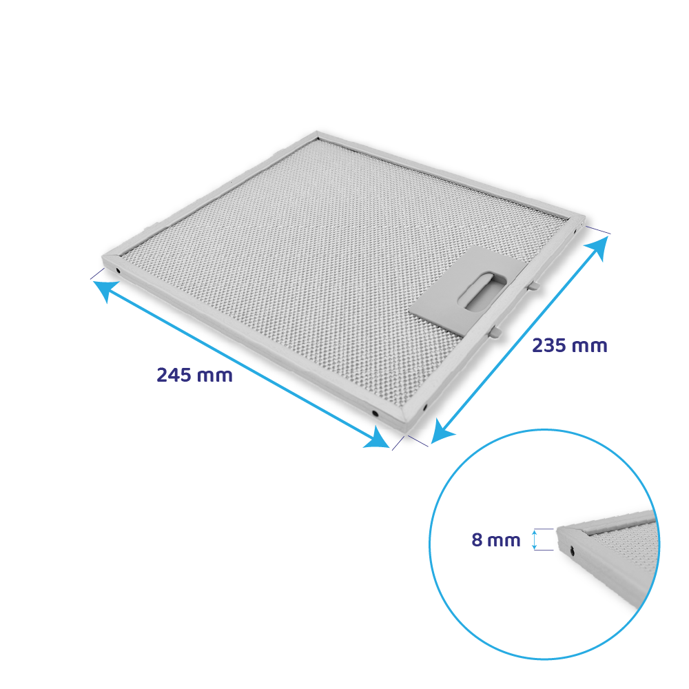 Filtre à graisse en métal 245x235mm d'origine Falmec 101079900