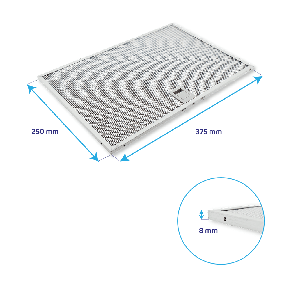 Filtre à graisse en métal 375x250mm d'origine Siemens 11022469