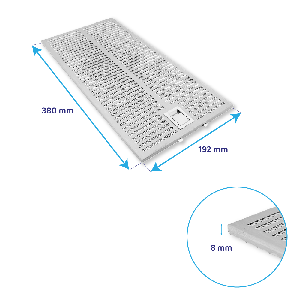 Filtre à graisse en métal 380x192mm d'origine Neff 11040094