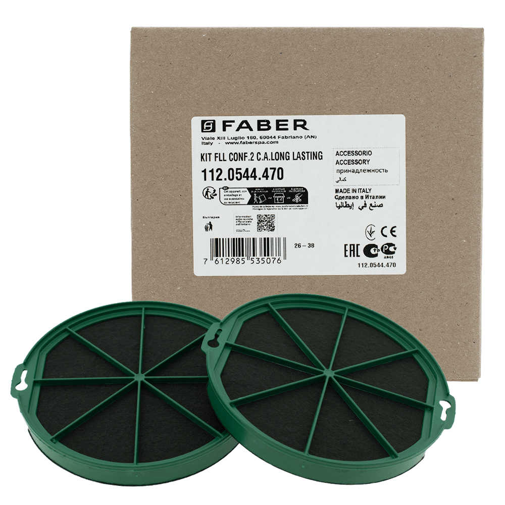 Filtre à charbon (2pcs) longue durée d’origine Faber pour IN-NOVA SMART / VALUE PB / FLEXA HIP