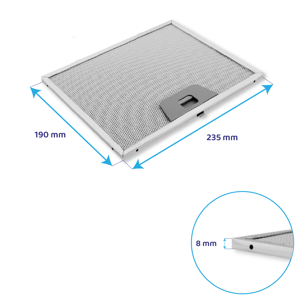 Filtre à graisse en métal 190x235mm d’origine Franke pour FBI502XS / FBI522XS