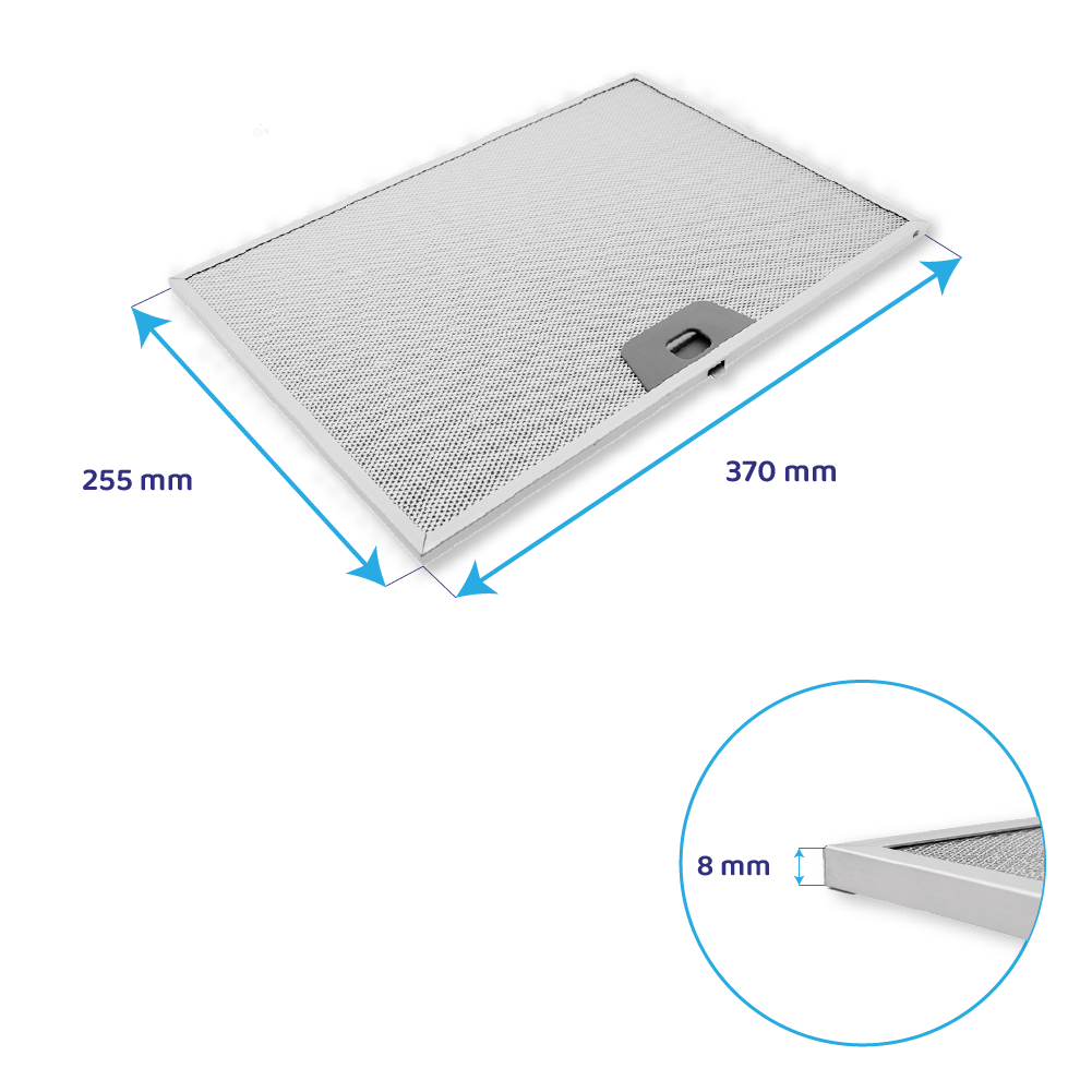 Filtre à graisse en métal 370x255mm d'origine Franke 133.0076.268