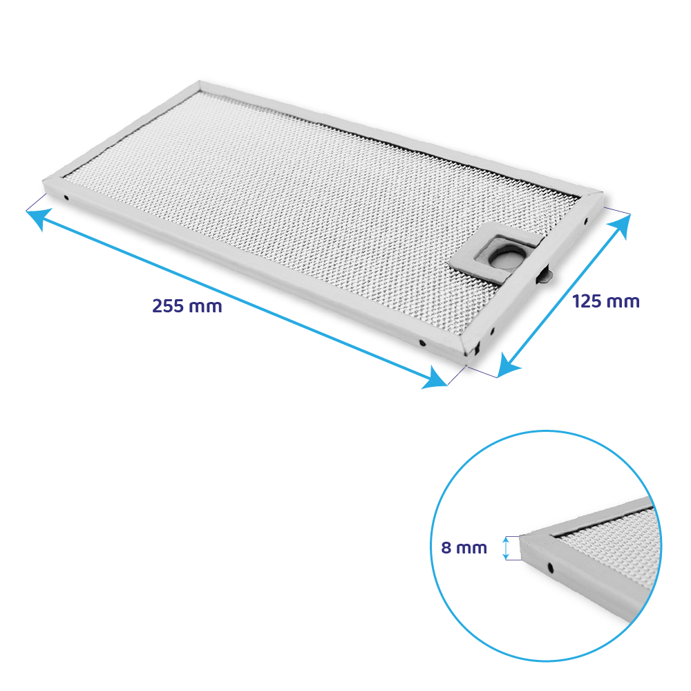 Filtre à graisse en métal 255x125mm d'origine Siemens 00746790