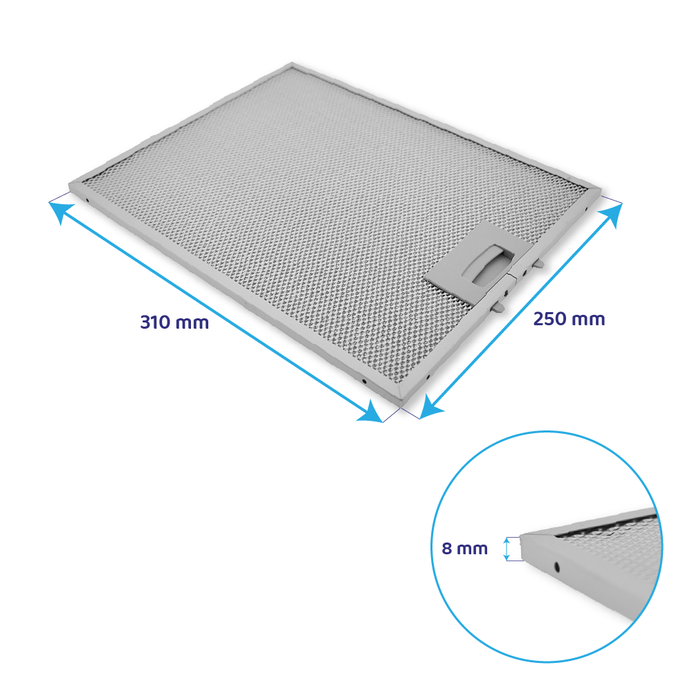 Filtre à graisse en métal 310x250mm d'origine Vorwerk 353110 / 00353110
