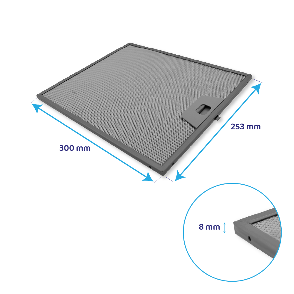 Filtre à graisse en métal 300x253mm d'origine Siemens 11013941