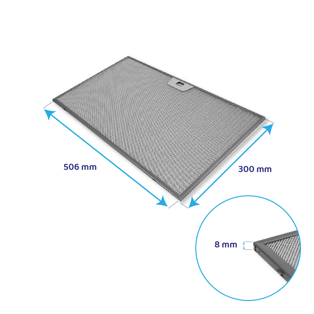 Filtre à graisse en métal 506x300mm d'origine Zanussi pour ZHC6131X