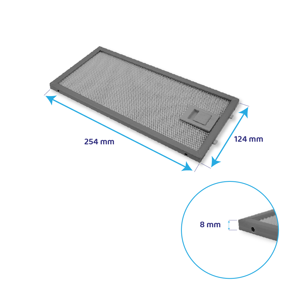 Filtre à graisse en métal 124x254mm d'origine AEG 4055348199