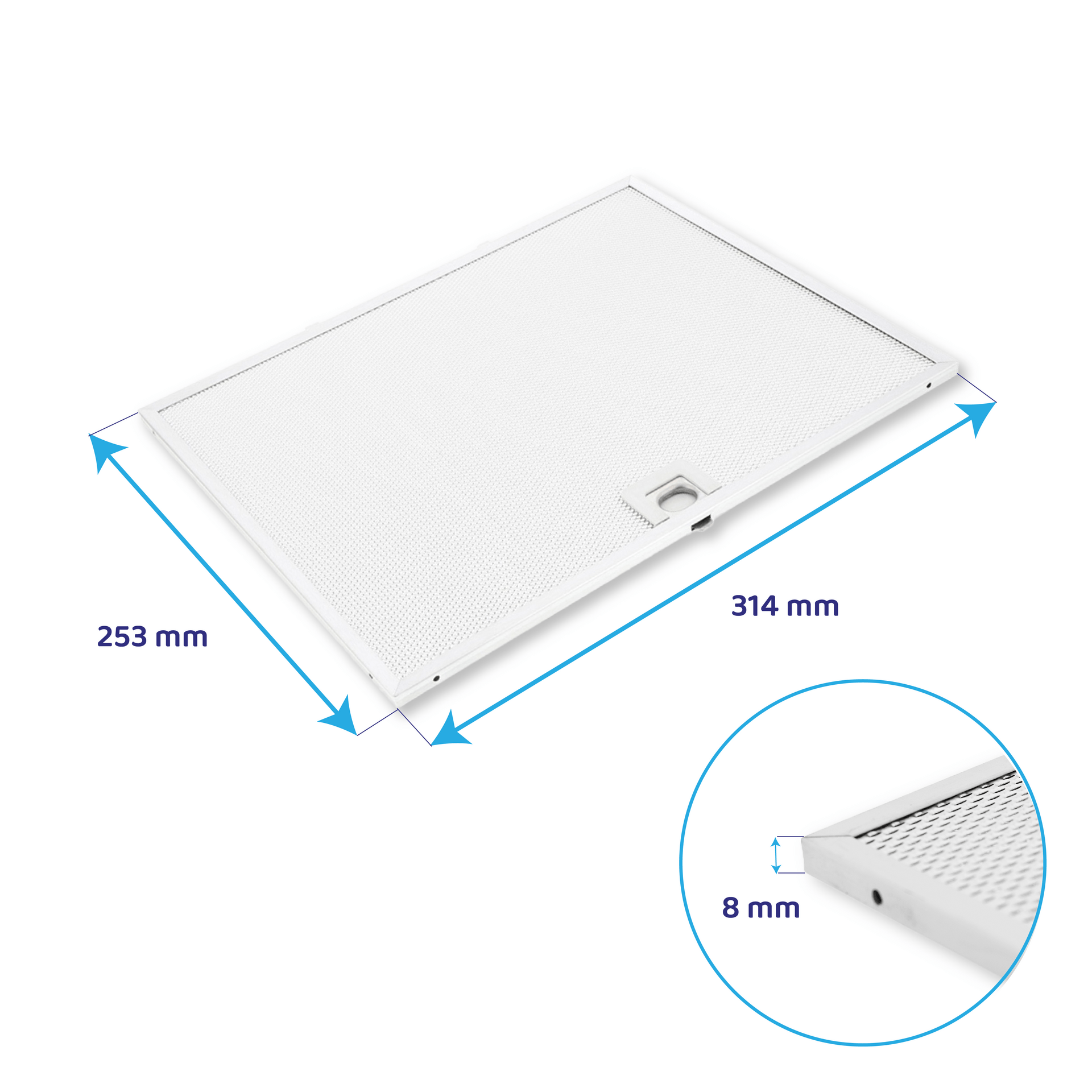 Filtre à graisse en métal 314x253mm d'origine Electrolux pour EFD90662OK