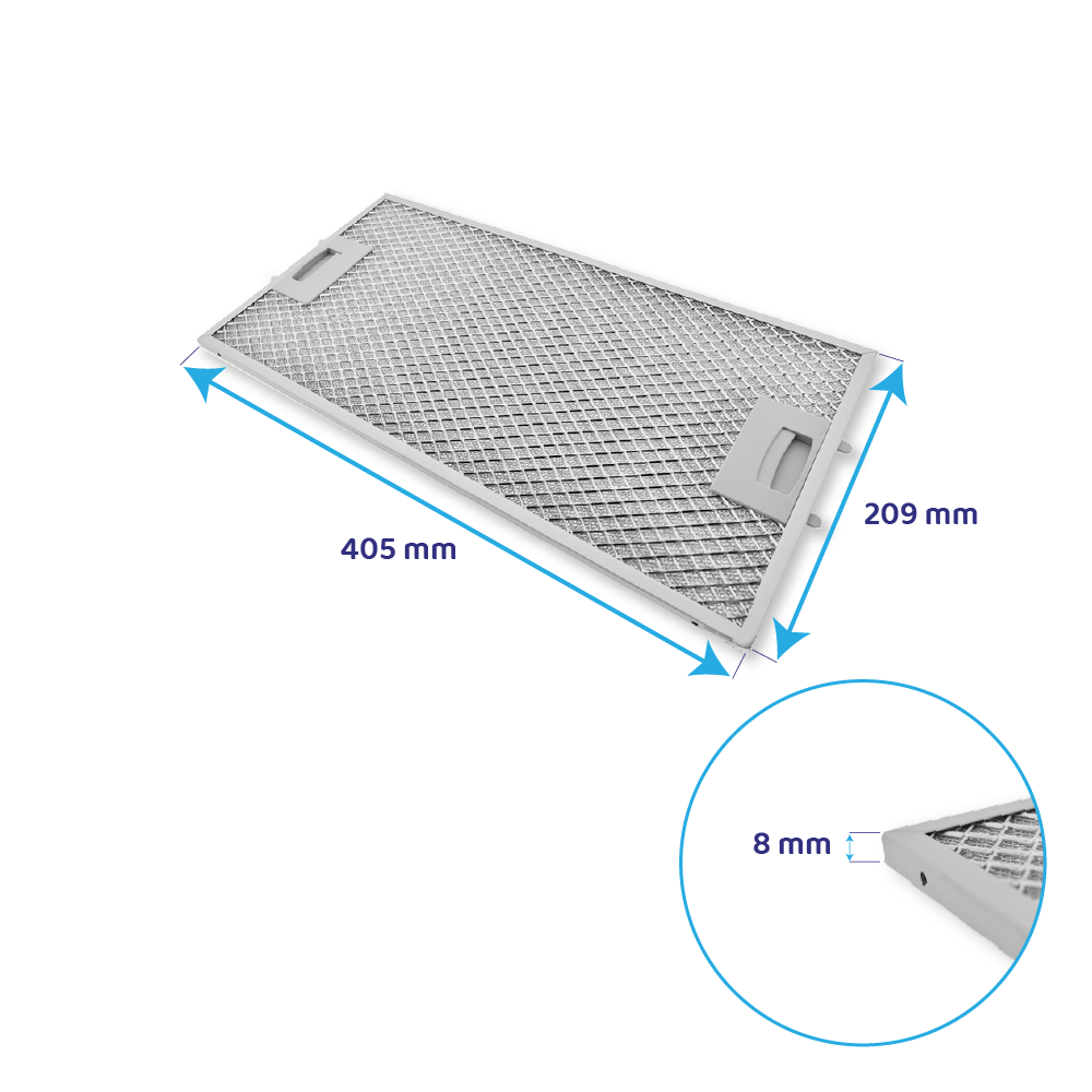 Filtre à graisse en métal 405x209mm d'origine Gaggenau 434107 / 00434107 (arrière)