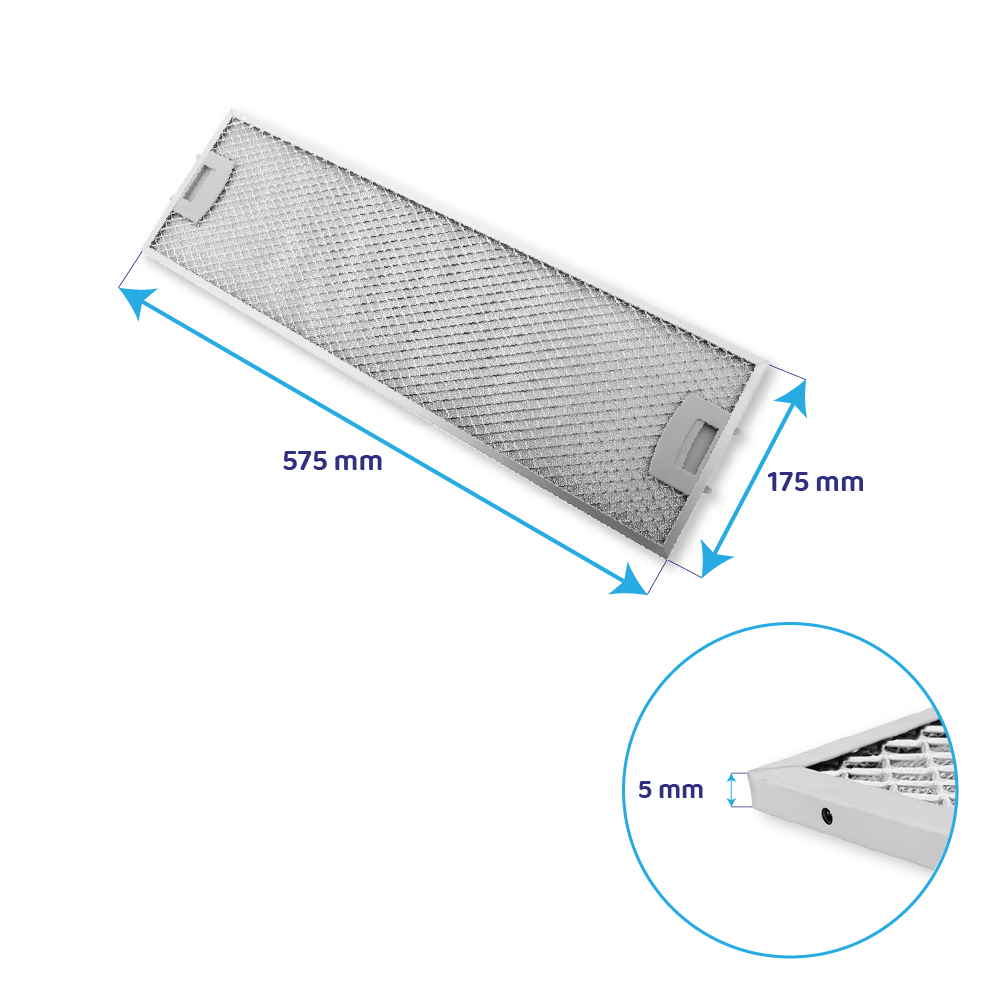 Filtre à graisse en métal 572x177mm d'origine Neff pour D4772X0...