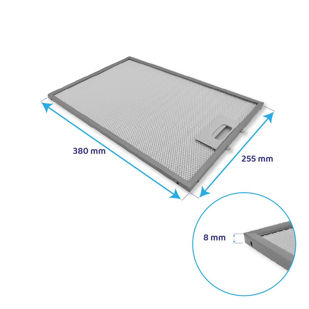 Filtre à graisse en métal 380x255mm compatible avec Ikea 480122102116