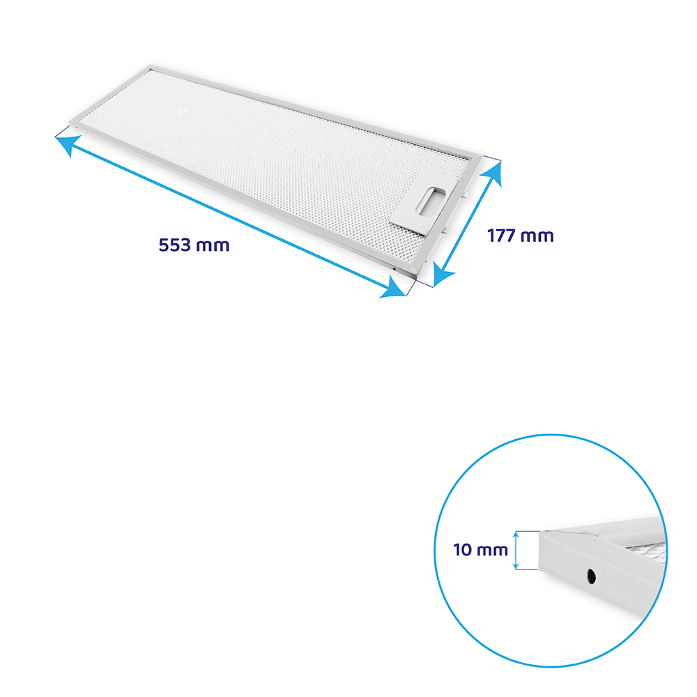 Filtre à graisse en métal 533x177mm d’origine Hotpoint-Ariston pour AHS2FM...