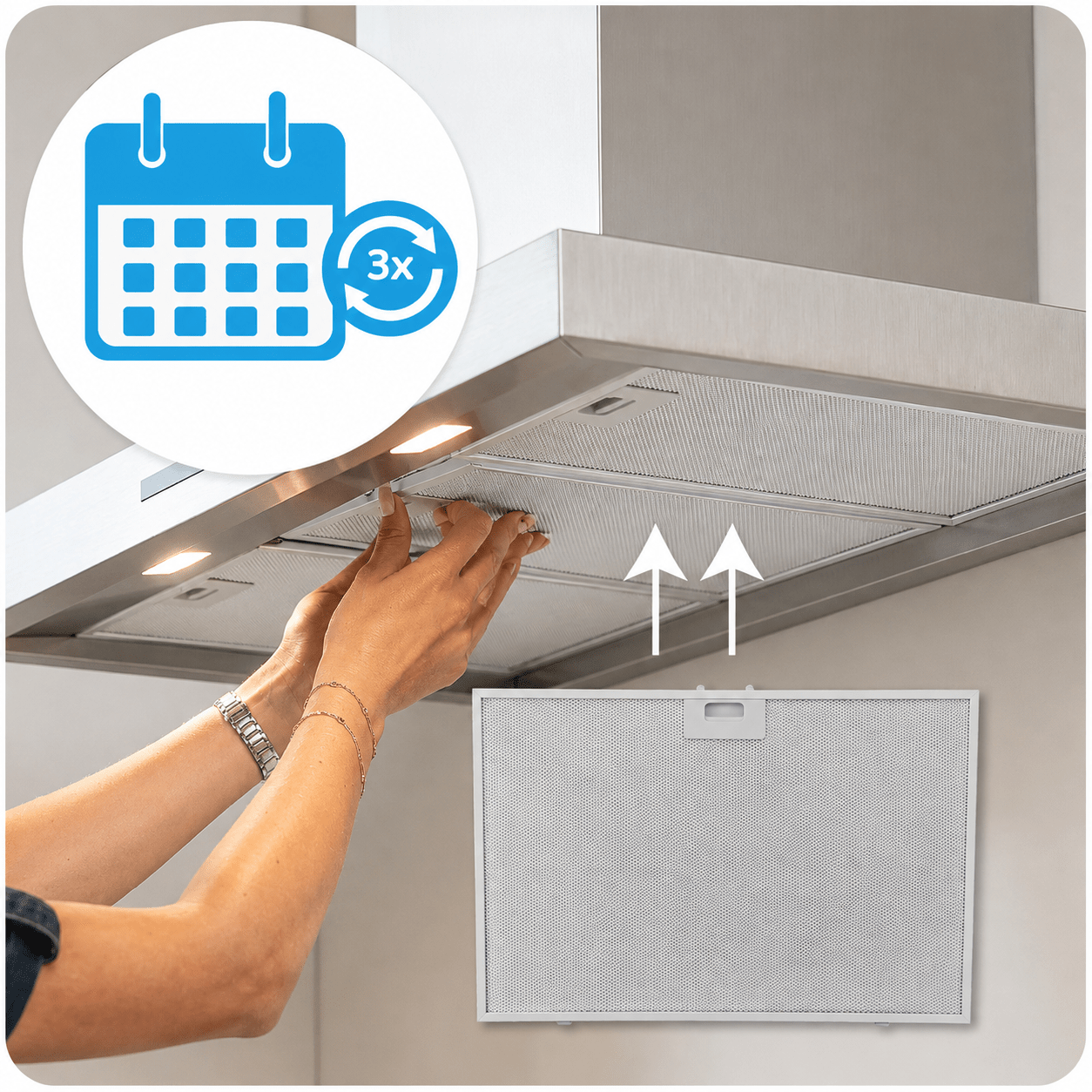 Filtre à graisse en métal 565x380mm compatible avec Ikea 488000302744