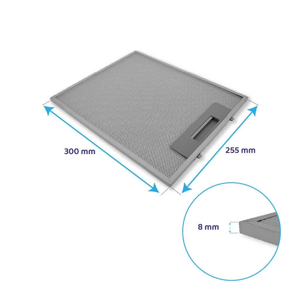 Filtre à graisse en métal 255x300mm d'origine Electrolux 50220063007