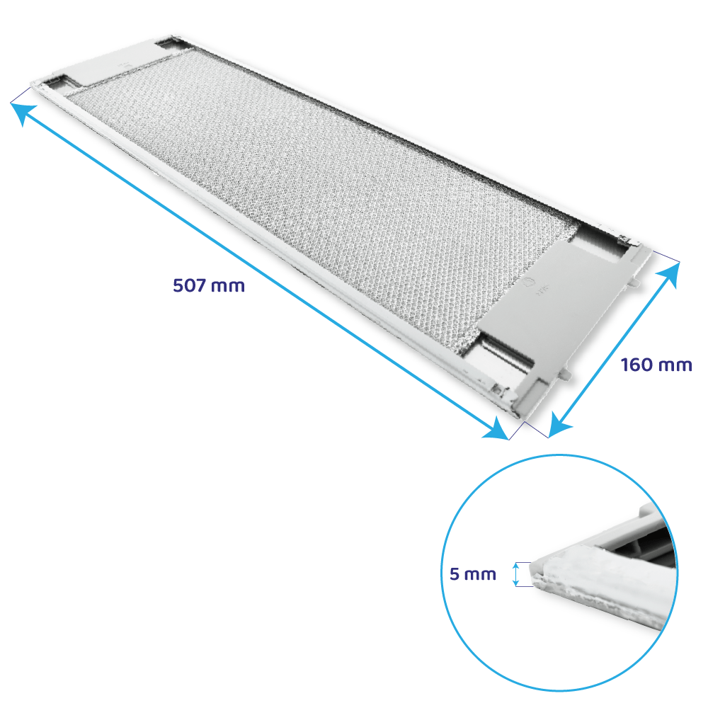 Filtre à graisse en métal 507x160mm d'origine AEG 50263849007