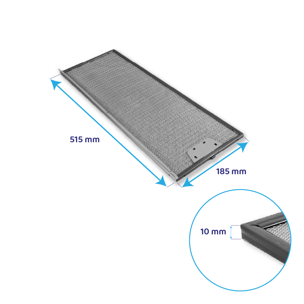 Filtre à graisse en métal 515x185mm d'origine Zanussi pour ZHP613... / ZHP615...