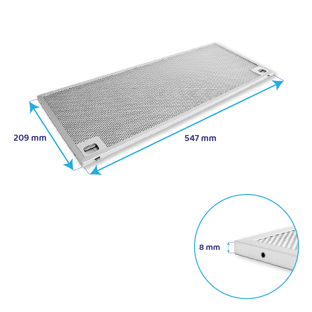 Filtre à graisse en métal 547x209mm d'origine Teka CNL1001 / CNL2002