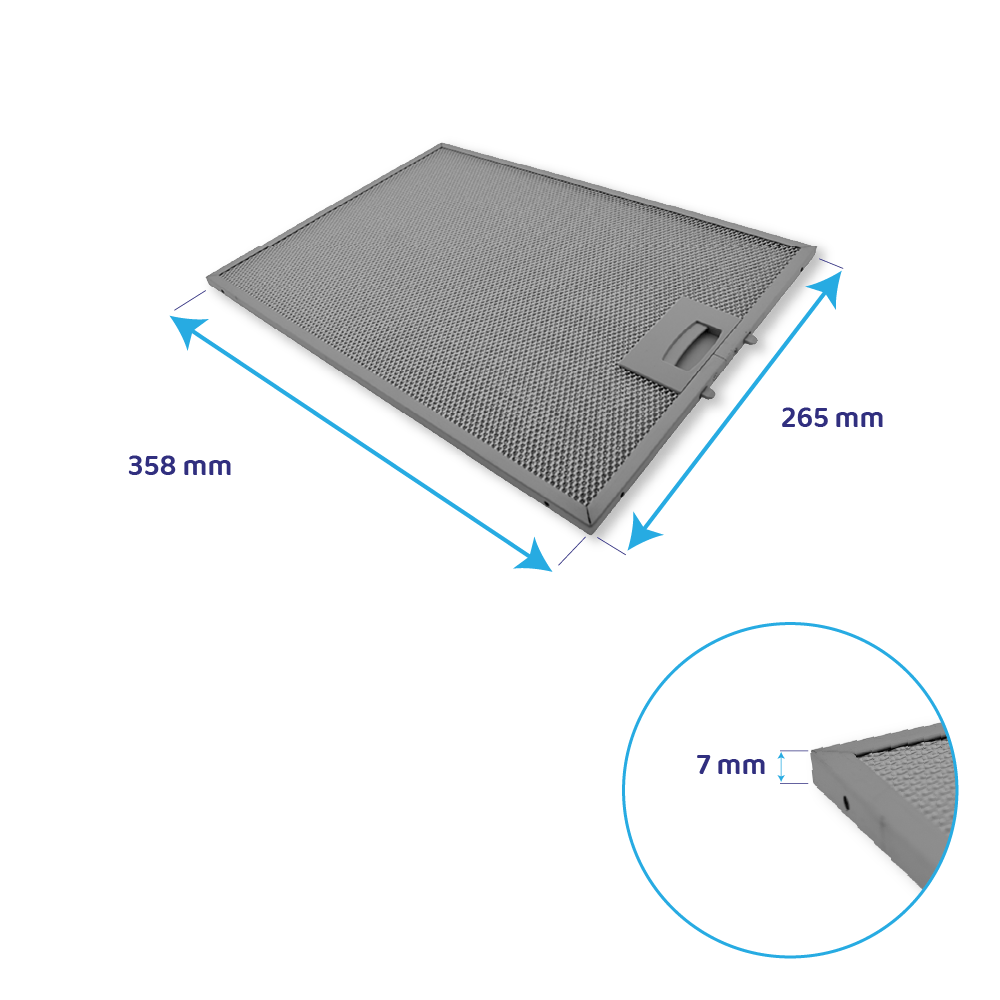 Filtre à graisse en métal 358x265mm d’origine Balay 703451 / 00703451