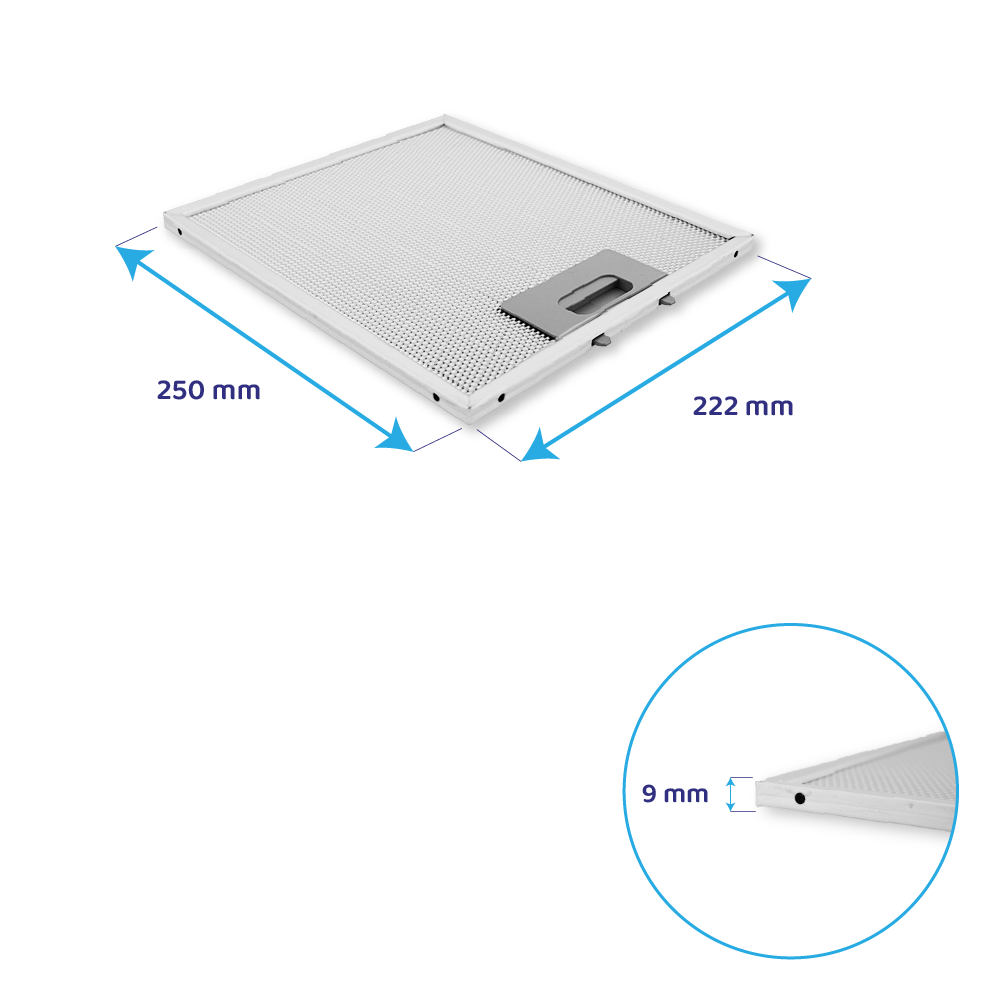 Filtre à graisse en métal 250x222mm d'origine Bosch 707764 / 00707764