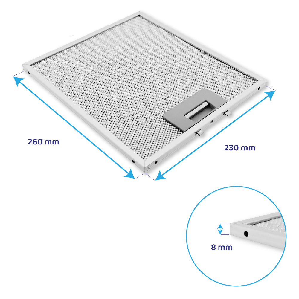 Filtre à graisse en métal 260x230mm d'origine Sauter pour SHD1376X...