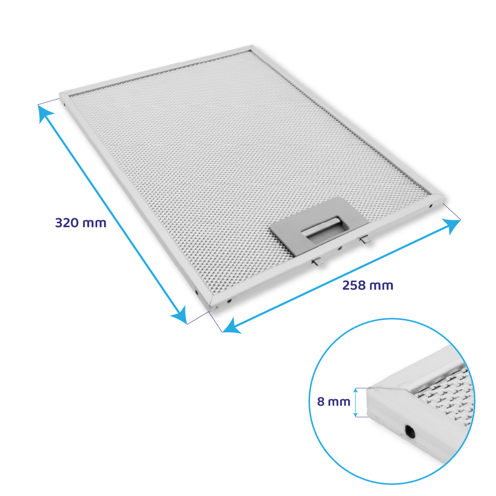 Filtre à graisse en métal 320x258mm d'origine Fagor pour 9CFB60... / 9CFB91X...