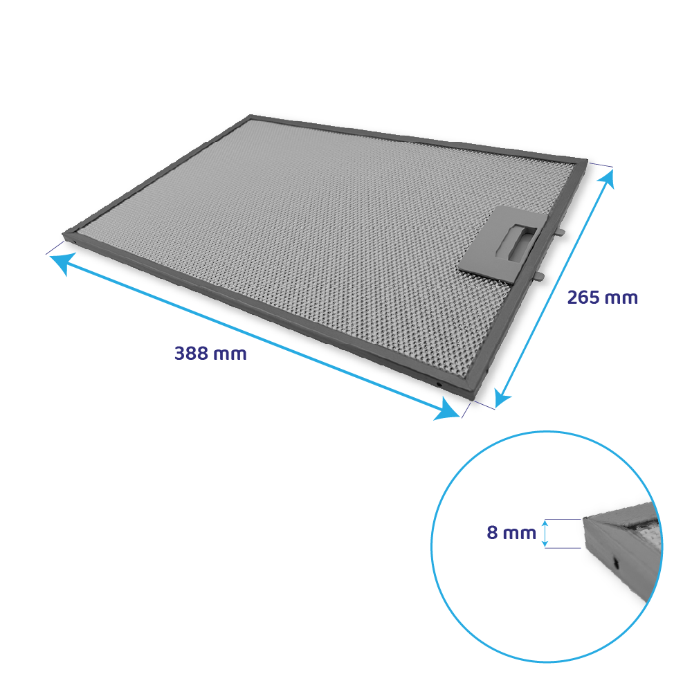 Filtre à graisse en métal 388x265mm d’origine Bosch 742967 / 00742967
