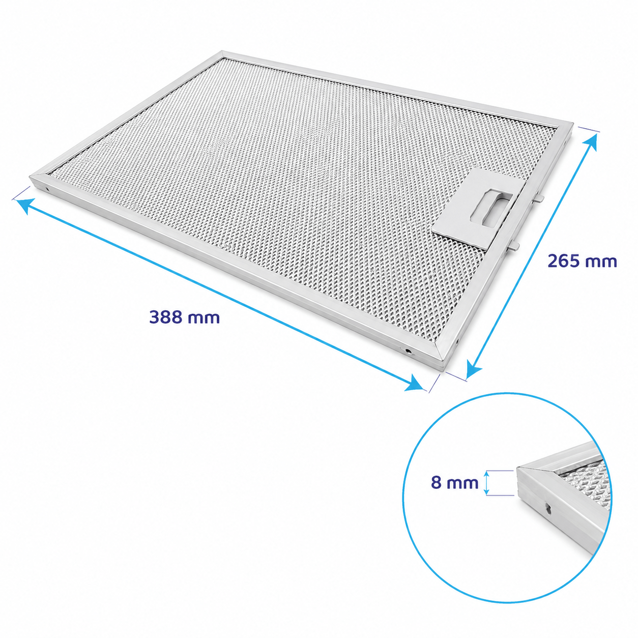 Filtre à graisse en métal 388x265mm d’origine Blaupunkt 742967 / 5Z5101X5