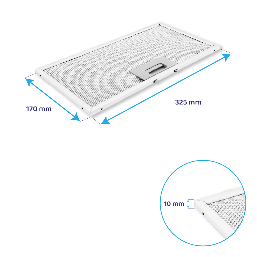 Filtre à graisse en métal 325x170mm d'origine Electrolux pour LFG517X