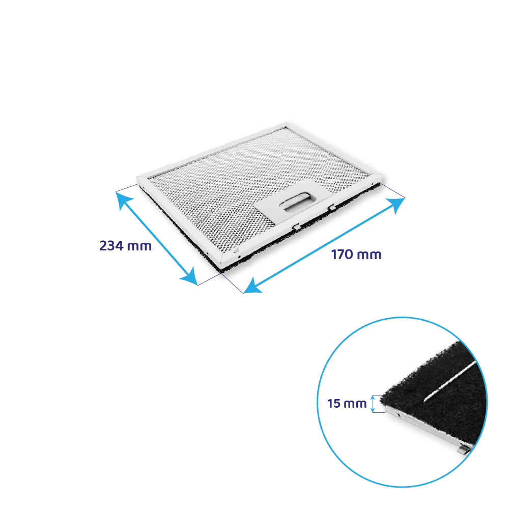 Filtre métallique Electrolux avec filtre à charbon 234x170mm 80873433