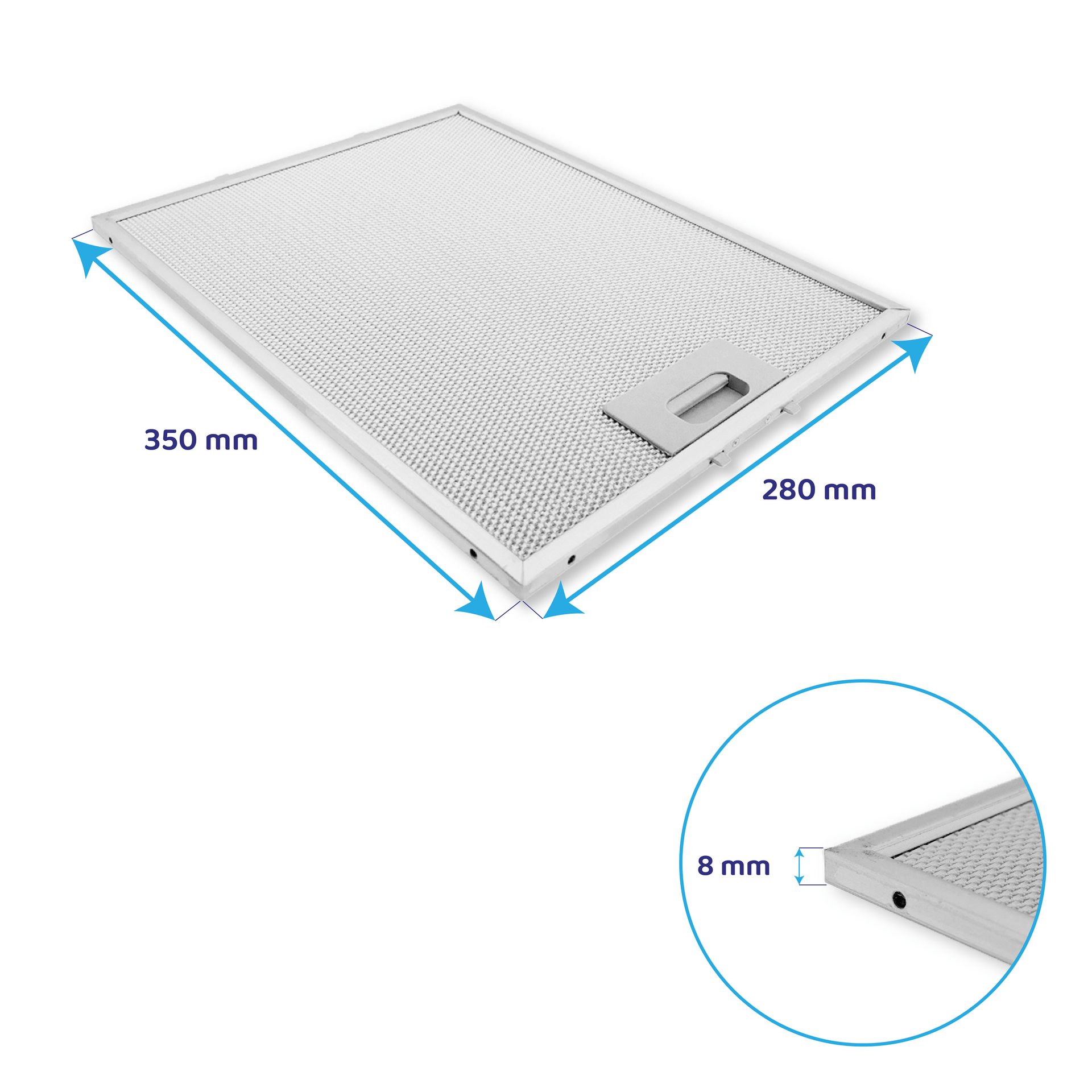 Filtre à graisse en métal 350x280mm d'origine Teka 81460024