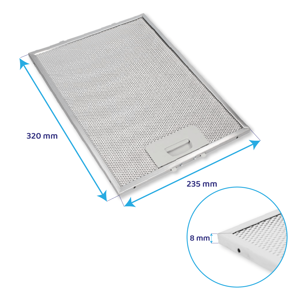 Filtre à graisse en métal 320x235mm d'origine Teka 81476048