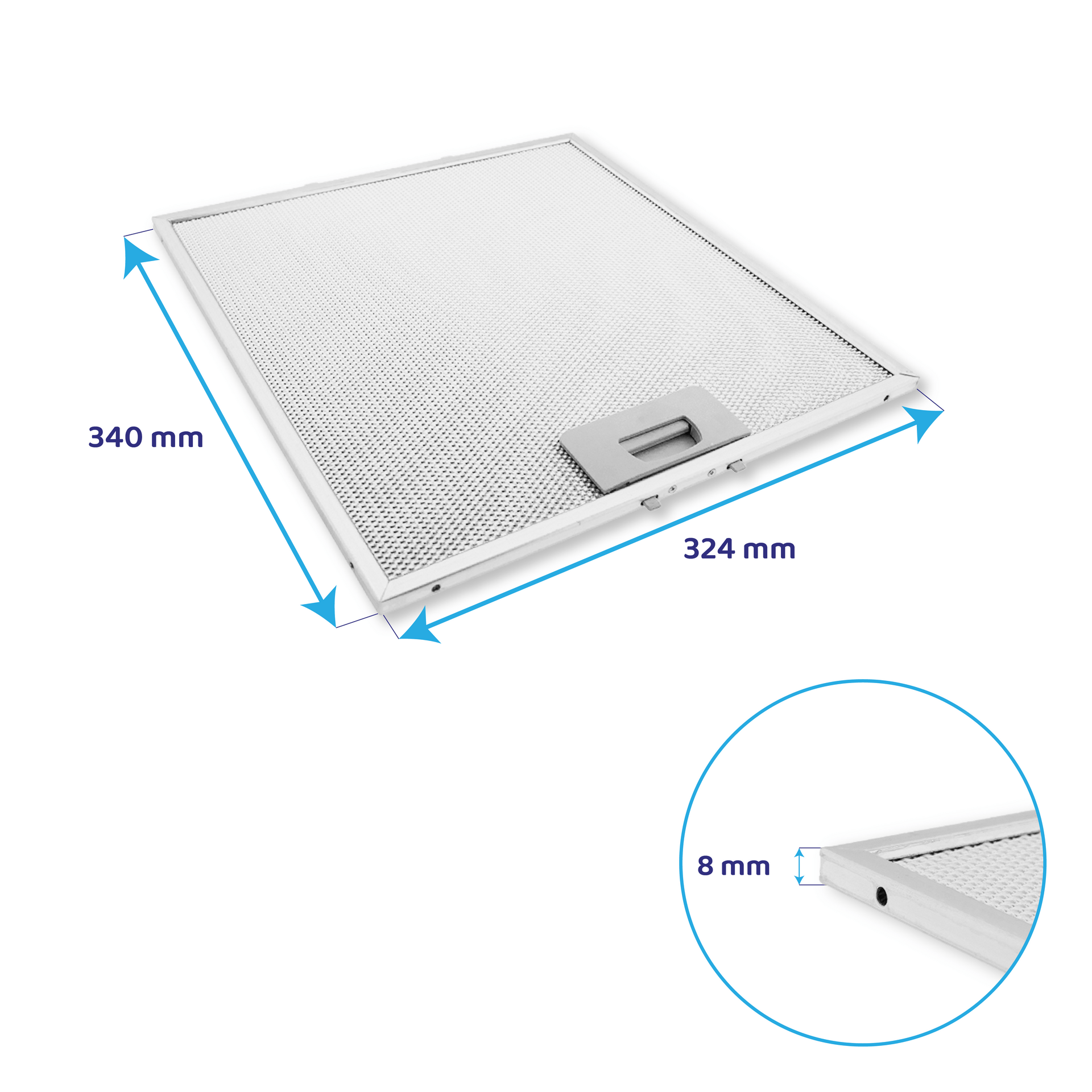 Filtre à graisse en métal 340x324mm d'origine Teka 81484011