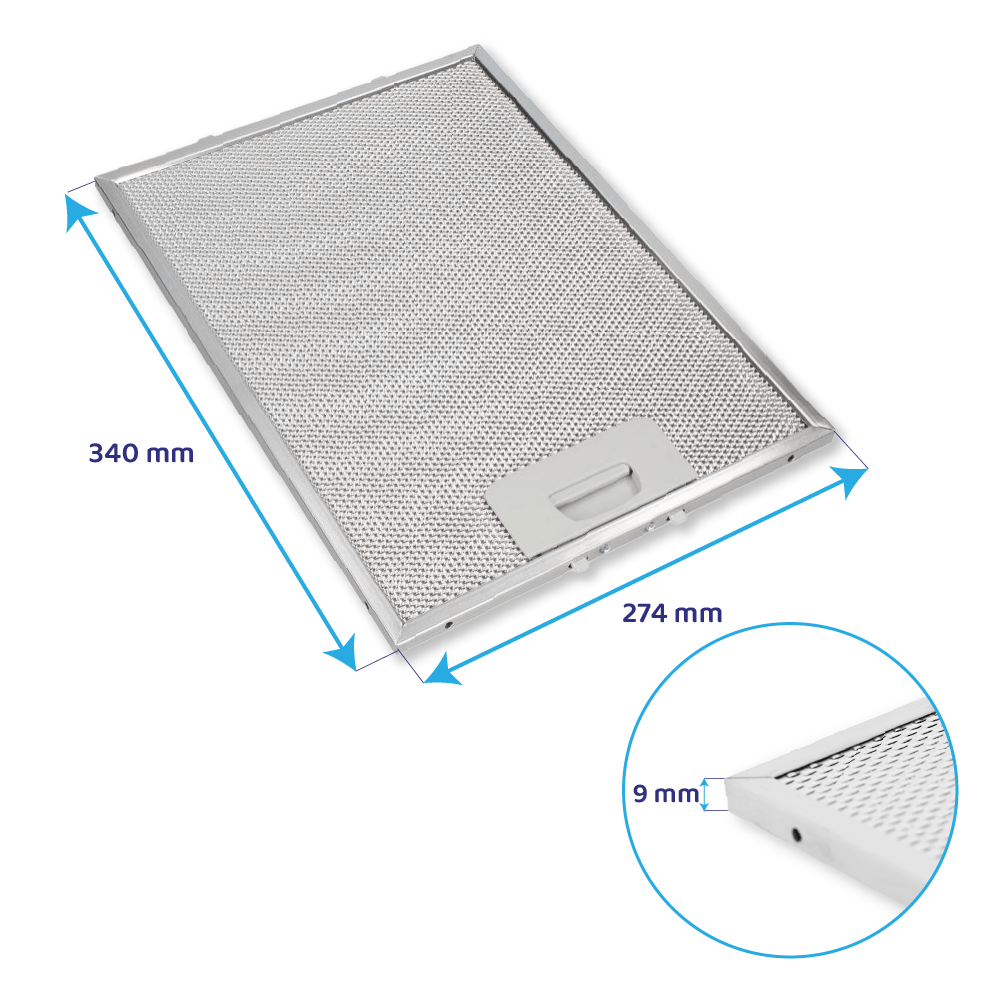 Filtre à graisse en métal 340x274mm d'origine Teka 81484013