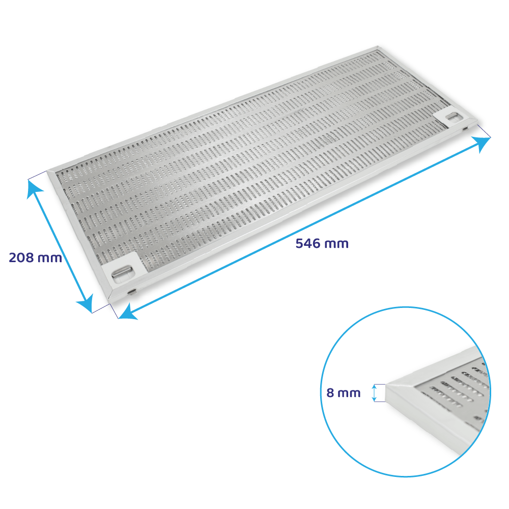 Filtre à graisse en métal 546x208mm d'origine Teka 89230624