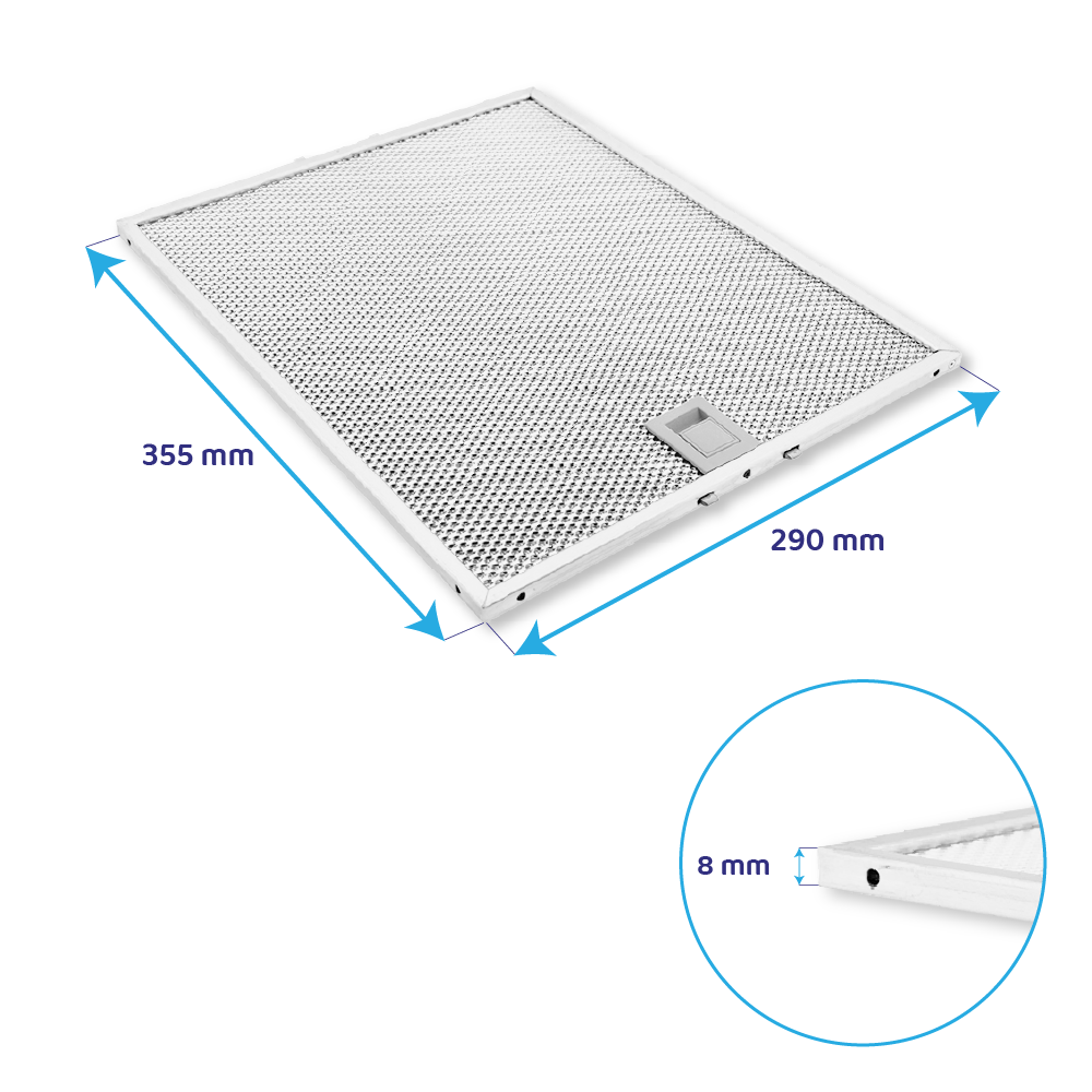 Filtre à graisse en métal 355x290mm d'origine Sauter pour SHV4981X