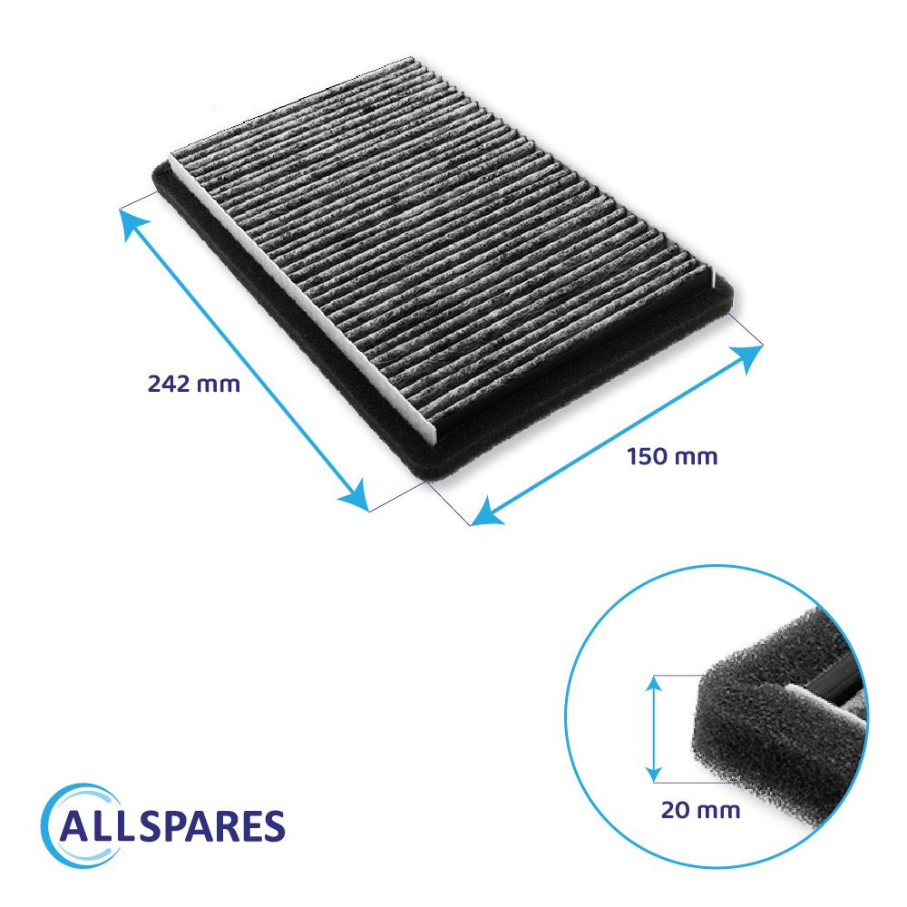 Filtre à charbon actif compatible avec Miele DKF 19-P (2pcs)