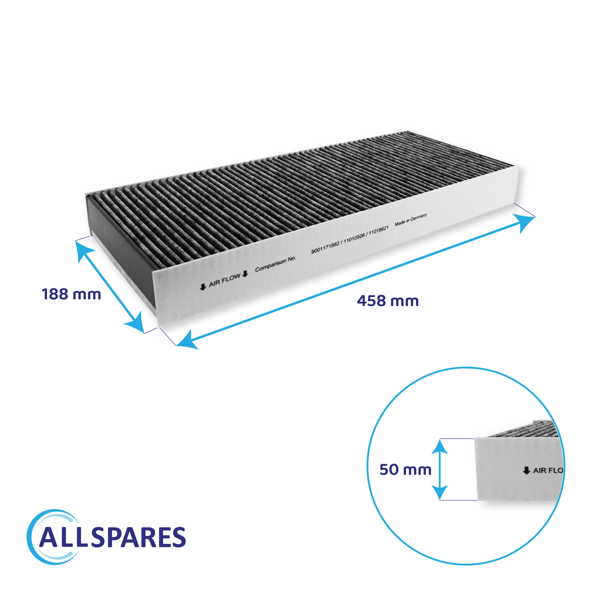 Filtre à charbon Bosch CleanAir DSZ4681 / 11018621 / 11034172 par AllSpares