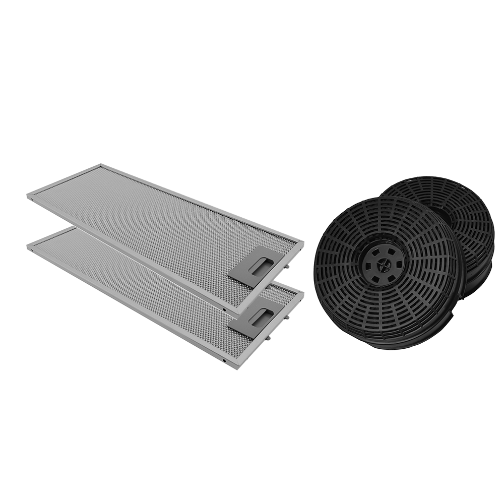 Filtre à charbon (2 pcs) + Filtre à graisse en métal (2 pcs) compatible avec Bosch DFT63AC50