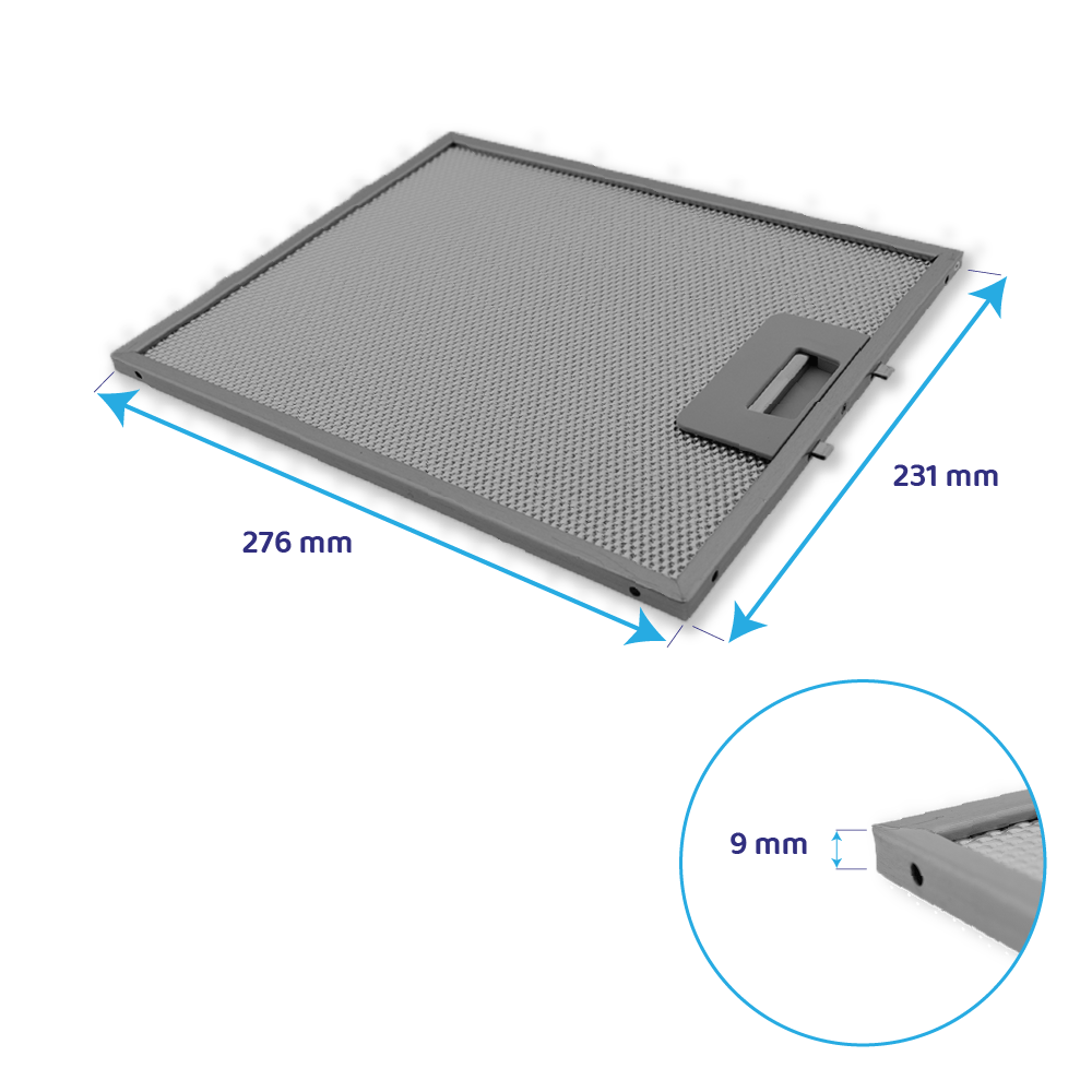Filtre à graisse en métal 276x231mm AEG 4055101671 par AllSpares