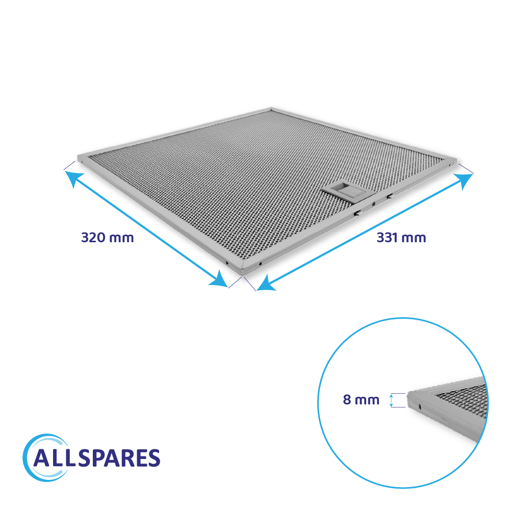 Filtre à graisse en métal 320x330mm Siemens 362381 / 00362381 par AllSpares