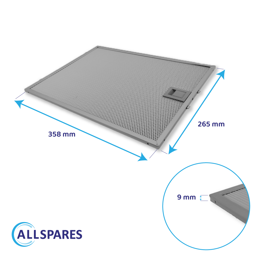 Filtre à graisse en métal 358x265mm Constructa 703451 / 00703451 par AllSpares