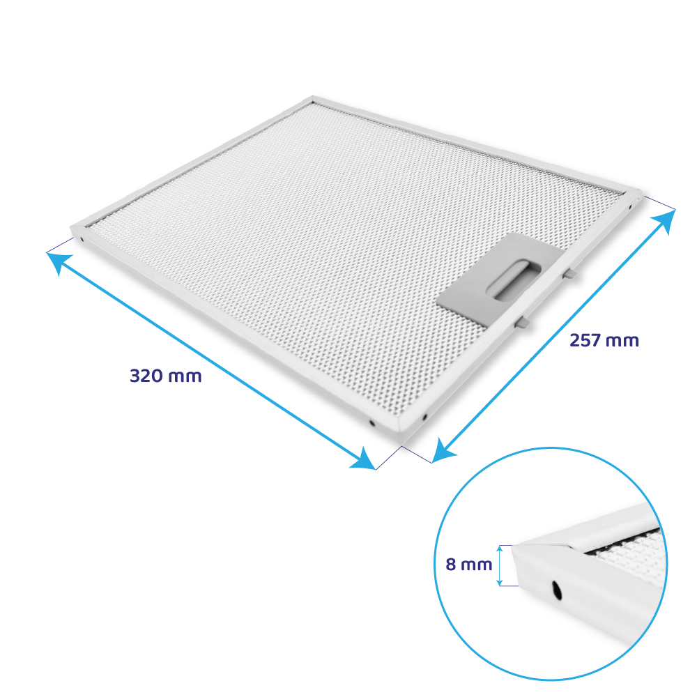Filtre à graisse en métal 320x257mm ATAG 18831 / 88017203 par AllSpares