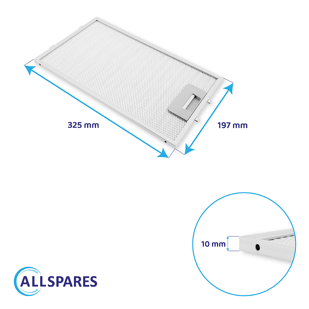 Filtre à graisse en métal 325x197mm compatible avec Electrolux 4055101697