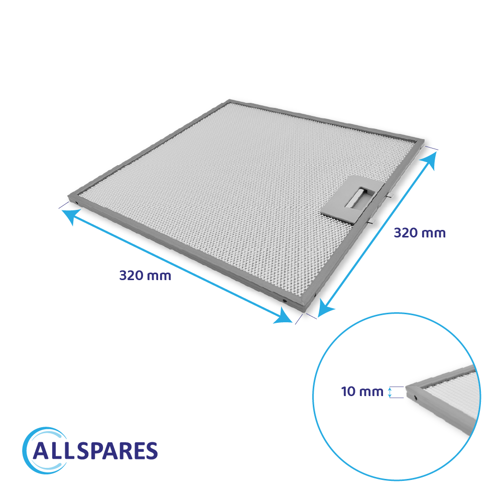 Filtre à graisse en métal 320x320mm Scholtes 481248058144 par AllSpares